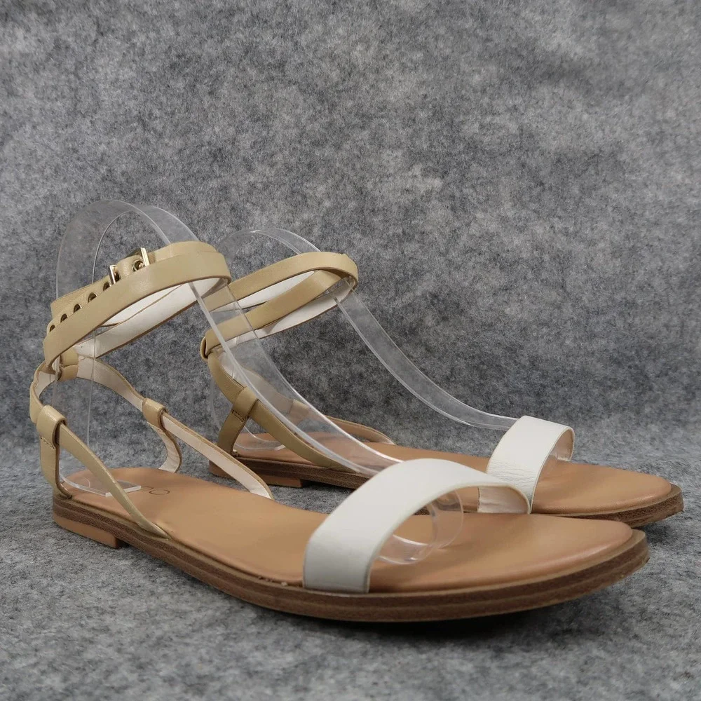 Aldo Shoes Womens 8 Ankle Wrap Sandals Adjustable Buckle Straps Leather Flats